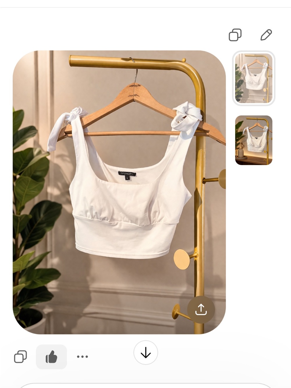 Papermoon White Tie-Shoulder Crop Top